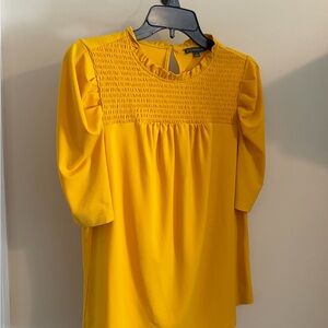 Adrianna Papell Yellow Smocked Blouse